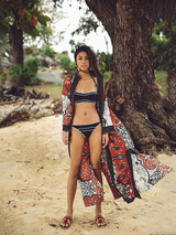Printed Bohemian Holiday Wind Cardigan Jacket Sun Protection Clothing Long Beach Cover-up