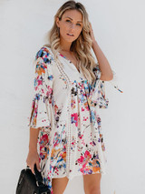 Print V Neck Loose T Shirt Tops Blouse