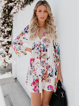 Print V Neck Loose T Shirt Tops Blouse