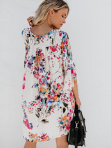 Print V Neck Loose T Shirt Tops Blouse