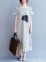 Round Neck Short Sleeve Loose Maxi Dress
