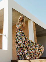 Sexy Backless Print Big Swing Dress