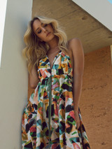 Sexy Backless Print Big Swing Dress