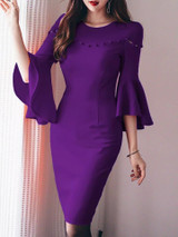 Round Neck Solid Color Bodycon Mini Dress