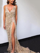 Sexy Halter V-Neck Evening Dress