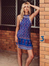Sexy Floral Halter Neck Backless Mini Dress