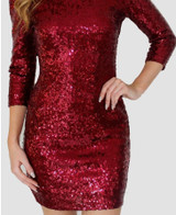 Sexy Sequined Perspective Long Sleeve Bodycon Dress