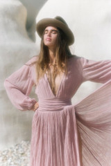 Sexy Split V Neck Long Sleeve Solid Color Long Dress Sexy Split V Neck Long Sleeve Solid Color Long Dress