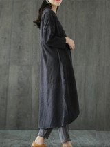 Solid Color Linen Cotton Loose Maxi Dress Solid Color Linen Cotton Loose Maxi Dress