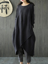 Solid Color Linen Cotton Loose Maxi Dress Solid Color Linen Cotton Loose Maxi Dress