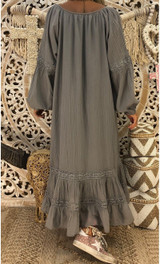 Solid Color Long Sleeve Loose Casual Maxi Dress