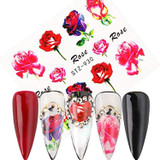 Butterfly Nail Art Sticker Decals Butterfly Bloom Flower Design Tulips, Retro Roses Printing Female Trend Nail Art Decoration Water Transfer Stickers Holographic DIY Nail Supplies (24Pcs)