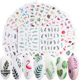 Butterfly Nail Art Sticker Decals Butterfly Bloom Flower Design Tulips, Retro Roses Printing Female Trend Nail Art Decoration Water Transfer Stickers Holographic DIY Nail Supplies (24Pcs)