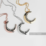 Crescent Moon Necklace Black Diamond