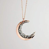 Crescent Moon Necklace Black Diamond