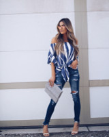 Fashion Sexy Slim Women Loose Chiffon Mid-Sleeve Shirt
