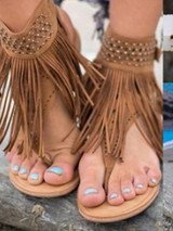 Flat Rhinestones Tassels Flip Flops Sandals