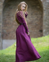 Halloween Solid Color Long Sleeve Straps Round Neck Medieval Retro Dress