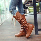 Hidden Heel Think Lace Side Women Large Size Long Boots