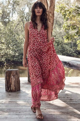 Holiday Big Swing Bohemian Beach Button Sleeveless Maxi dress