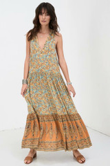 Holiday Big Swing Bohemian Beach Button Sleeveless Maxi dress