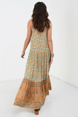 Holiday Big Swing Bohemian Beach Button Sleeveless Maxi dress