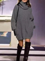 Knitting High-neck Loose Sweater Tops