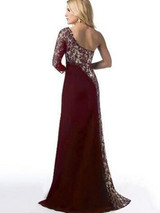 Lace Split Joint One-Shoulder Backless Split-side Floor Maxi Dress