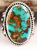 Large Blue Stone Vintage Boho Antique Silver Color Ring