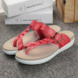 Leather Knitting Weave Buckle Clip Toe Flat Open Heel Flip Flops Sandals