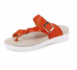Leather Knitting Weave Buckle Clip Toe Flat Open Heel Flip Flops Sandals