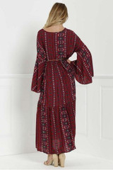 Loose Print Floral Loose Sleeves Long Dress Dress