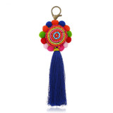Colorful ball boho handmade tassel bronze keychain