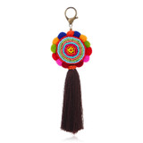 Colorful ball boho handmade tassel bronze keychain
