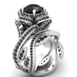 Creative Rose Flower Zircon Crystal Rings Jewelry