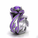 Creative Rose Flower Zircon Crystal Rings Jewelry