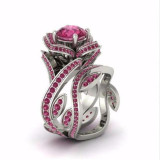 Creative Rose Flower Zircon Crystal Rings Jewelry