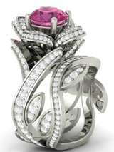 Creative Rose Flower Zircon Crystal Rings Jewelry
