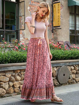 Boho Falbala Printed Elasticity Waist Skirts Bottom