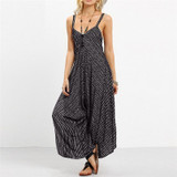 Casual Wide Legs Sleeveless Striped Elegant Jumpsuit