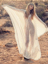 Bohemian White Lace See-Through Beach Holiday Cover ups Bohemian White Lace See-Through Beach Holiday Cover ups