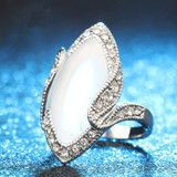Fashion Big Opal Rings Rhinestone Finger Signet Ring Engagement Jewelry