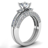 2Pcs Sparkling Rhinestone Engagement Wedding Rings Jewelry