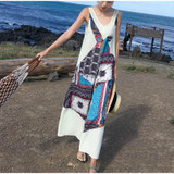 Boho Sexy Sleeveless V-Neck Printed Loose Wide Leg Jumpsuit Rompers