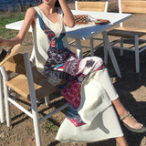 Boho Sexy Sleeveless V-Neck Printed Loose Wide Leg Jumpsuit Rompers