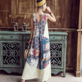 Boho Sexy Sleeveless V-Neck Printed Loose Wide Leg Jumpsuit Rompers