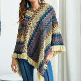 Boho Knitted Pullover Sweater Tassels Shawl Scarf