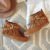 Casual Buckle Tassels Round Toe  Side Zipper Ankle Boots