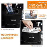 Car Trash Can with Lid and Storage Pockets, 100% Leak-Proof Car Organizer