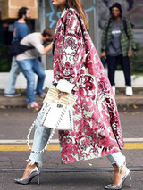 Fashion Floral Pattern Printed Long Sleeve Coat